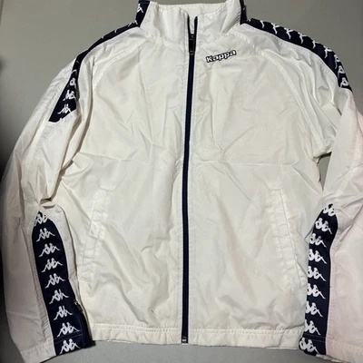 Vintage Kappa Windbreaker White Blue Jacket | Size Small - Image 1 of 4