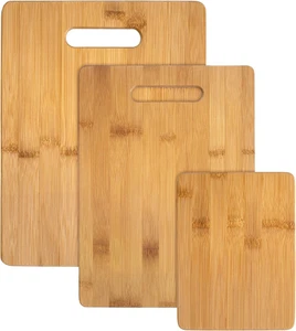 3-Piece Bamboo Cutting Board Set Reversible Kitchen Boards Eco-Friendly Chopping - Picture 1 of 12