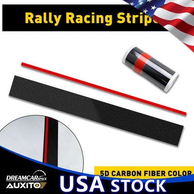 Calcomanía adhesiva universal de fibra de carbono envolvente 5D capó delantero de carreras rayas de rally de coche Foto 1 de 4