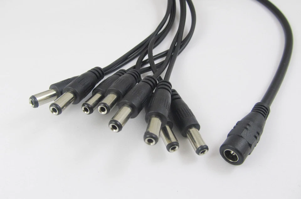 5.5mmx2.1mm DC Female to 8x Male 2.1mm Power Splitter Jack Cable for CCTV Camera - Image 1 of 1