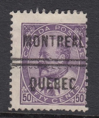 CANADA 1908 EDVII 50c DEEP VIOLET  SG187 Good Used with unusual cancel - Image 1 of 2