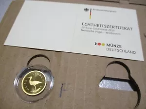 Goldmünze 20 Euro 2020 Heimische Vögel Weißstorch 1/8 oz Gold F + Zertifikat - Bild 1 von 1