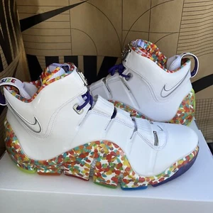 NEW 2024 Nike Zoom Lebron 4 IV NBY 'Fruity Pebbles' White DQ9310-100 Men Size 14 - Picture 1 of 6