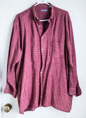 Martin Gordon Hombre Rojo Cuadros Lino Casual Manga Larga Camisa Talla XL Foto 1 de 4