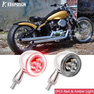 Chrome LED Turn Signal DRL Tail Brake Lights For Yamaha V Star 650 1100 Bobber - Image 1 of 4