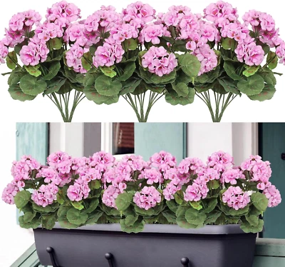 Dremisland 3 Pack Artificial Geranium Flowers for Outdoors Fake Geranium Silk Fl - Image 1 of 4