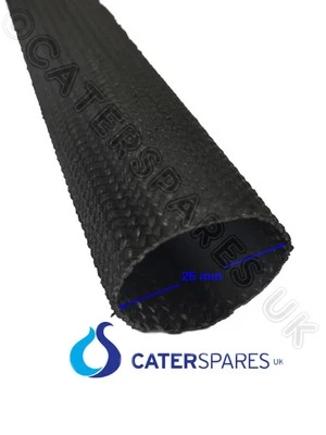 CATERSPARES UK 26MM BLACK HEAT RESISTANT SLEEVING CABLE WIRE HIGH TEMPERATURE PER METER 500oC