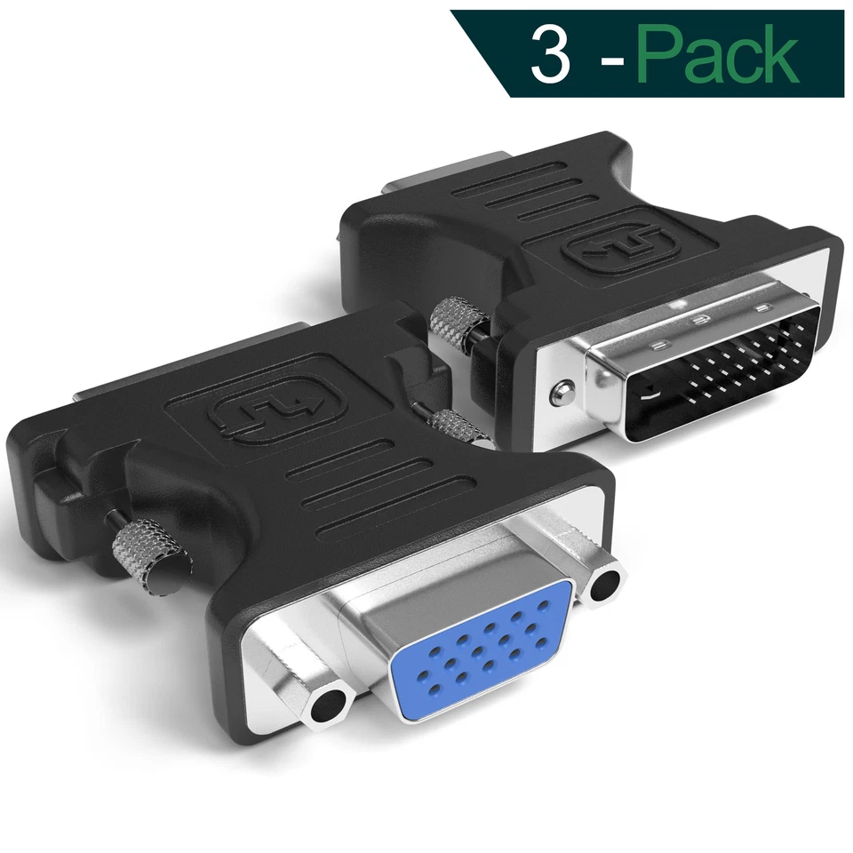 DVI-D 24+1 auf VGA Adapter 4K 1080P Full HD 3D Dual Link VGA Buchse 3er Set - Bild 1 von 4