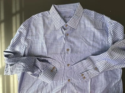 Camisa de vestir Tasso Elba moderna azul diseño geométrico 100 % algodón para hombre talla XXL Foto 1 de 4