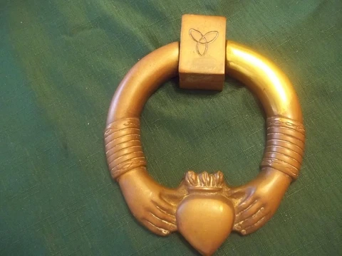 Antique Victorian Estate Large Cast Brass Door Knocker Ornate Mid 1800's Cover