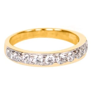 Solide 585er Gelbgold 1,40 Karat D/VVS1 Runden Form Verlobung Damen Band - Bild 1 von 6