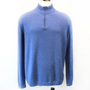 Faconnable Blue Zip 100% Wool Pullover Sweater Jumper XXL - Picture 1 of 5