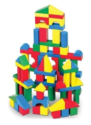 Juego de bloques de construcción de madera Melissa & Doug - 100 bloques en 4 colores y 9 formas Foto 1 de 4