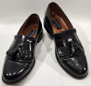 Bostonian Classics Mens Loafers Dress Shoes 9.5M Black Leather Kiltie Tassel - Picture 1 of 13