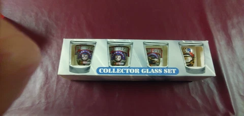 SET 4 OFFICIALLY LICENSED COLLECTORS SHOT GLASS SET NASCAR 50TH ANNIVERSARY NIB Cover