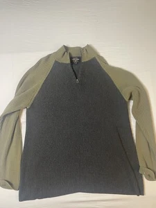 Ralph Lauren Jean Co. Womens Sweater Size Medium Grey & Green Quarter Zip Ladies - Picture 1 of 6
