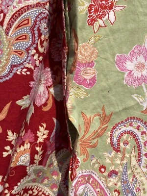Funda nórdica ROSA Paisley reversible roja verde ALGODÓN Boho en muy buena condición Foto 1 de 4