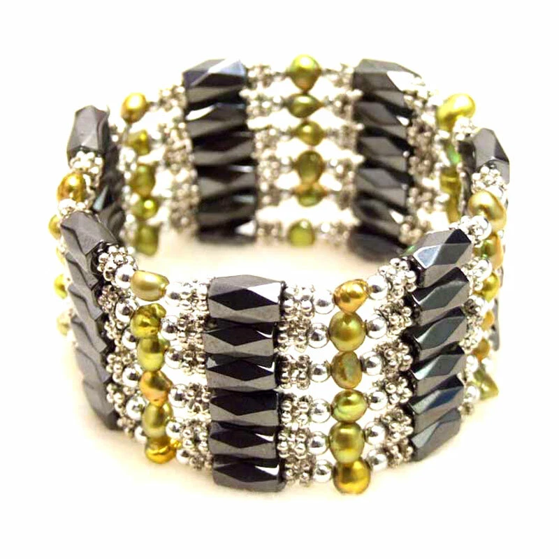 Pulsera magnética de perlas naturales barrocas marrones de 4-5 mm para mujer 38"" Foto 1 de 4