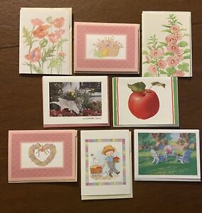 Set of 8 Current Blank Note Cards with Envelopes Misc Patterns New Old Stock