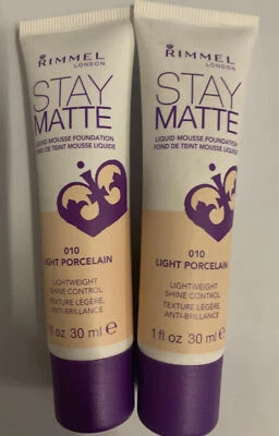 2 Rimmel Stay Matte Liquid Mousse Foundation #010 LIGHT PORCELAIN - Image 1 of 2