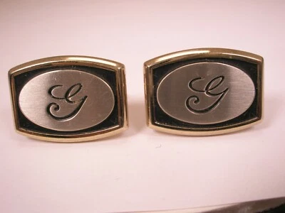 G Monogram Initial Letter Vintage HICKOK Cuff Links george glen greg geoff gene - Image 1 of 4