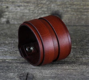 Pulsera de cuero marrón, brazalete de mujer, pulsera de hombre, accesorios de cuero. - Imagen 1 de 11