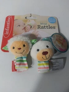 Infant  Baby Wrist Rattles 2” Plush Toys by Infantino..Ships Fast - Picture 1 of 3