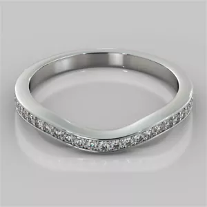 0.33 Ct Round Real Diamond Engagement Eternity Band 18K White Gold Ring Size 6 - Picture 1 of 4