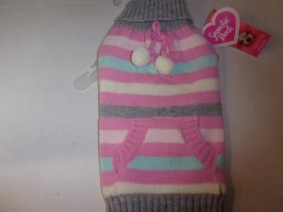 Suéter ROSA Gris Brezo Rayas Perro XS S M L Nuevo mascota petco cachorro mediano grande Foto 1 de 2