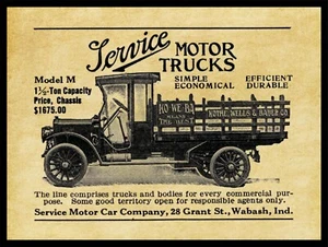 1913 Service Motor Trucks of Wabash, Indiana NEW Metal Sign: 12x16 Large Size - Picture 1 of 1