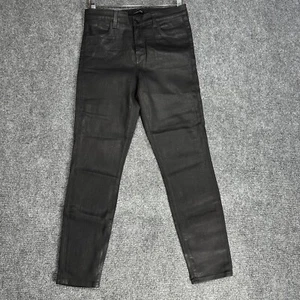 J Brand Pants Womens 29 Alana High Rise Crop Black Cotton Stretch Pockets Sheen - Picture 1 of 9