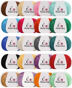 Cotton Yarn Crocheting Set 20 PCS Acrylic Blend Crochet Multicolored DIY Crafts - Picture 1 of 1