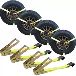 Gancho plano para amarre de coche Boxer - Estilo lazo - Paquete de 4 remolques para transporte de carros de 2" x 10' - Imagen 1 de 7