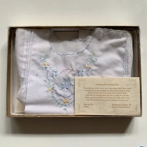 Vintage 1996 Christening Shirt Turns Into Hanky Embroidered Linen Kaleidoscope - Picture 1 of 16