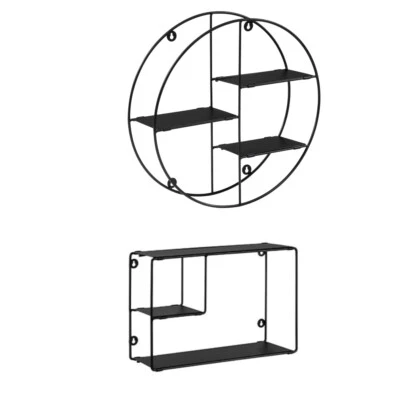 LLIVEKIT Wandregal Wand mit Böden Metall Wanddeko Metallregal für Aufbewahrung Schwarz