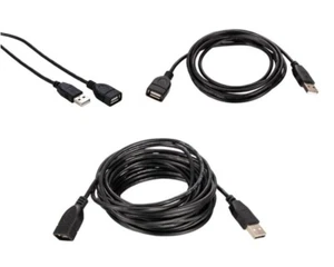 USB 2.0 Extension Cable Black A-Male to A-Female High Speed Extender Cord LOT - Picture 1 of 9