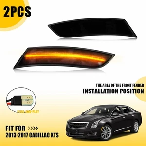 For 2013-2017 Cadillac XTS GM2550201 LED Front Bumper Side Marker Lights Smoke 2 - Picture 1 of 13