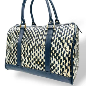 Mini bolso Boston Chloe de lona de cuero azul marino - Imagen 1 de 13