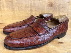 GORGEOUS BRAGANO COLE HAAN "GENUINE CROCODILE" ITALY MADE LOAFERS SZ 8.5 M $1795 - Picture 1 of 24