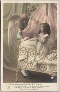 Französische Weihnachtsgruß-Postkarte 1906 "ANGE DE NOEL" getöntes Foto RPPC - Bild 1 von 2