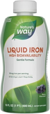 Hierro líquido Nature's Way, 100 % valor diario, 18 mg de hierro como glicinato férrico Foto 1 de 2