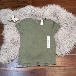 Old Navy Green Softest Heart Pocket Short Sleeve T-Shirt Girls Size Large New - Picture 1 of 4