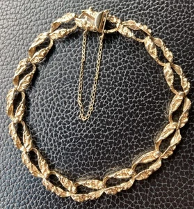 Men’s 14K Yellow Gold Vintage Nugget Link Bracelet 8” 15.1 Grams - Picture 1 of 10