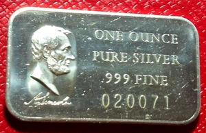 1972 Abraham Lincoln Bar 1 Troy oz.999 Silver by Madison Mint-#020071 - Picture 1 of 3