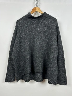 Suéter para mujer Rundholz de lana/alpaca/lino gris de gran tamaño cuello alto talla M Foto 1 de 4