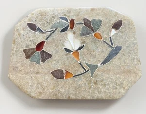 Handmade Floral Marble Soapstone with Inlay Lidded Trinket Box - Picture 1 of 10