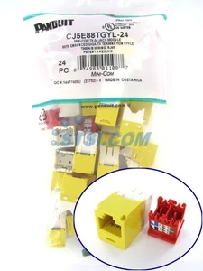 (PAQUETE DE 24) Módulo Jack Mini-Com Panduit CJ5E88TGYL-24 Cat5e, Amarillo ~STSI - Imagen 1 de 4