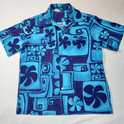 M/L Sears Hawaii 60s 70s Barkcloth Hawaiian Shirt Loop Collar Vintage - Image 1 of 4