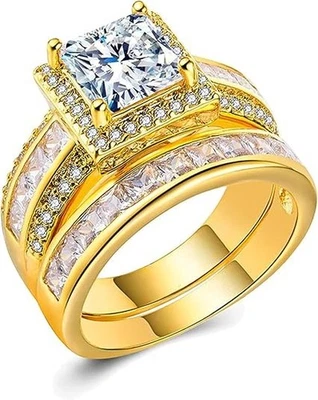 Anillos Sortijas De Oro 18k de Compromiso Matrimonio Boda Para Mujer Tres Tonos — 第 1/4 张图片