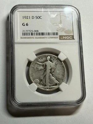 1921 D Walking Liberty Half Dollar NGC G6 Key Date Looks VG - Image 1 of 4